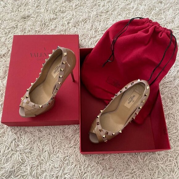 VALENTINO GARAVANI Authentic Rockstud Peep-toe Shoes - Picture 4 of 10